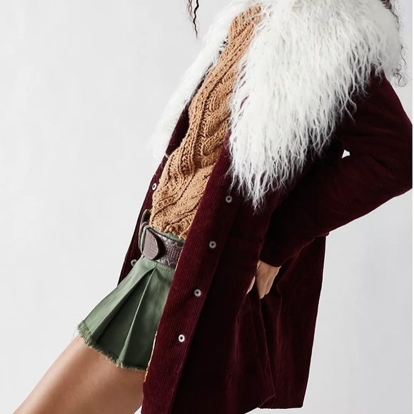 Free People Jackets & Blazers - Free People Lady Lane Faux Fur Collar Jacket NWT sz XS 'Acai'